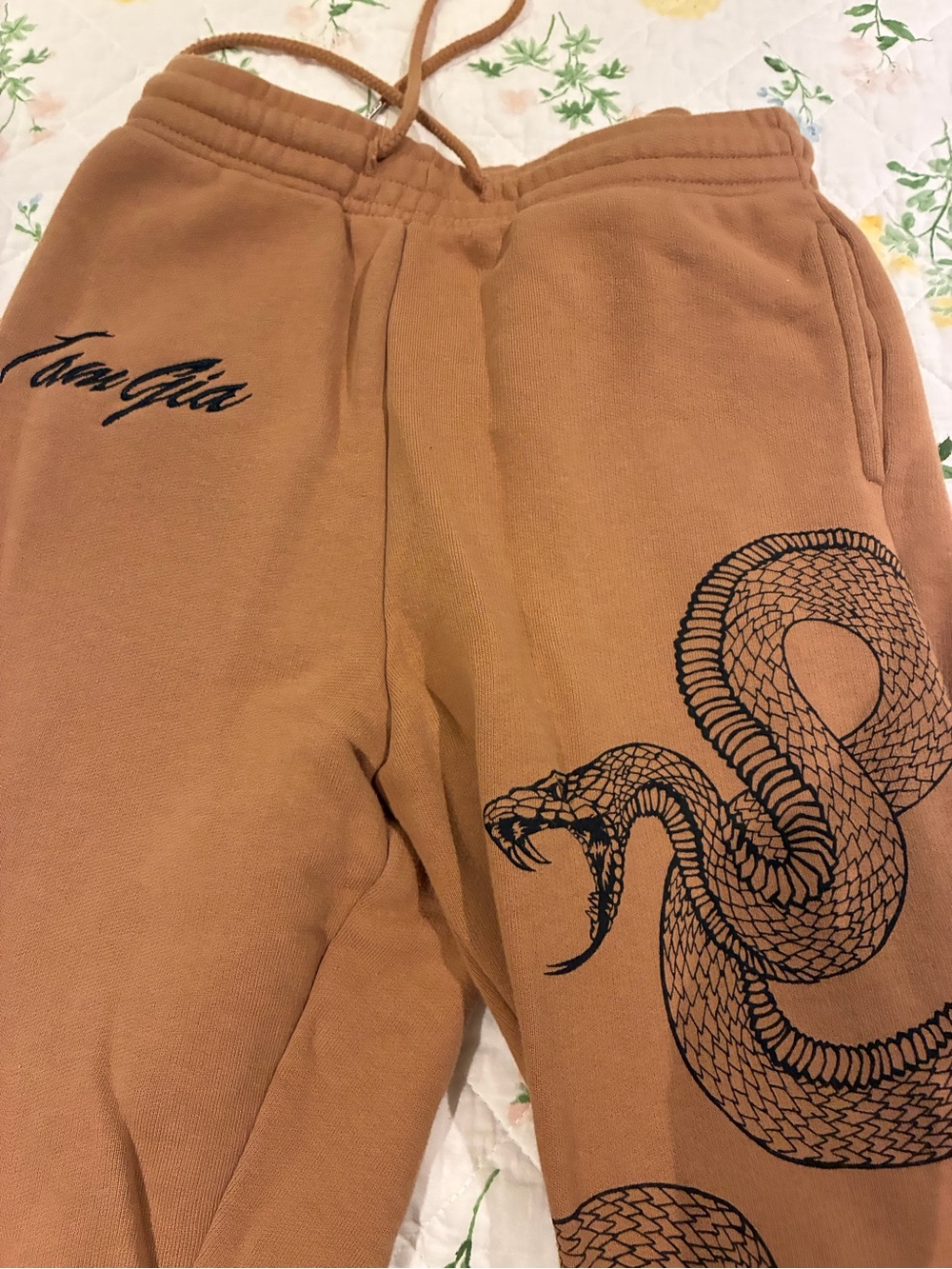 I.AM.GIA Tan Snake Graphic Sweatpants